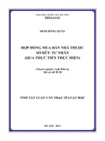 Hợp đồng mua bán nhà thuộc sở hữu tư nhân