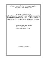 SKKN sáng kiến kinh ngiệm giải các dạng bài toán liệt kê bằng phương pháp vét cạn sử dụng thuật toán quay lùi trong ôn luyện học sinh giỏi môn tin học 
