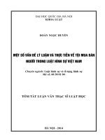 Một số vấn đề lý luân và thực tiễn về tội mua bán người trong Luật hình sự Việt Nam
