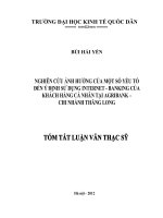 Nghiên cứu ảnh hưởng của một số yếu tố đến ý định sử dụng Internet - Banking của khách hàng cá nhân tại Agribank - Chi nhánh Thăng Long