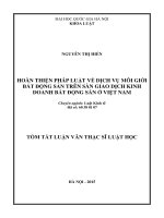 Hoàn thiện pháp luật về dịch vụ môi giới bất động sản trên sàn giao dịch kinh doanh bất động sản ở Việt Nam