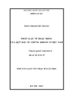 Pháp luật về hoạt động của quỹ đầu tư chứng khoán ở Việt Nam