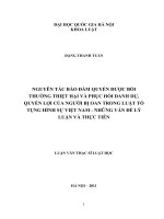 Nguyên tắc bảo đảm quyền được bồi thường thiệt hại và phục hồi danh dự, quyền lợi của người bị oan trong luật tố tụng hình sự việt nam - những vấn đề lý luận và thực tiễn