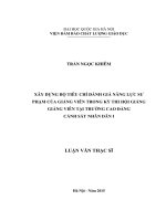 Xây dựng bộ tiêu chí đánh giá năng lực sư phạm của giảng viên trong kỳ thi hội giảng giảng viên tại Trường Cao đẳng Cảnh sát nhân dân I