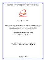 LUẬN văn THẠC sĩ NÂNG CAO HIỆU QUẢ sử DỤNG vốn KINH DOANH