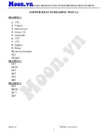 Answer keys to reading test 2 1 