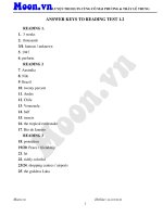Answer keys to reading test 1 2 