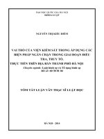 Vai trò của viện kiểm sát trong áp dụng các biện pháp ngăn chặn trong giai đoạn điều tra, truy tố thực tiễn trên địa bàn thành phố Hà Nội