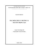 Đặc điểm thơ và trường ca nguyễn trọng tạo 
