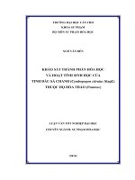 KHẢO sát THÀNH PHẦN hóa học  và HOẠT TÍNH SINH học của TINH dầu sả CHANH (cymbopogon citratusstapf )  THUỘC họ hõa THẢO (poaceae) 