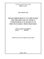 Trách nhiệm pháp lý của đối tượng nộp thuế đối với các hành vi vi phạm pháp luật hải quan về thuế xuất khẩu, thuế nhập khẩu