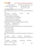 Đề thi học kì 1 môn Sinh học lớp 10 trường THPT Lê Hồng Phong, Đăk Lăk năm học 2015 - 2016