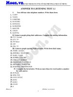 Answers to listening test 1 1 