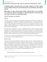 UNDERSTANDING AND PRACTICE OF SOME ARTICLE IN THE LABOR LAW OF EMPLOYERS AND YOUTH MIGRANTS IN INFORMAL SECTOR IN HANOI 