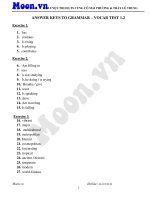 Answer keys to grammar   vocab test 1 2 