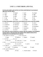 Test 1 Unit 1 Tiếng Anh Lớp 9