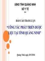 BÁO cáo CÔNG tác PHÁT TRIỂN dược LIỆU tại TỈNH QUẢNG NINH 
