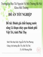 Đánh giá chất lượng nước sông lô đoạn chảy qua thành phố việt trì, tỉnh phú thọ   SVTH  nguyễn thị thu phương 