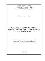 Quản lý hoạt động kiểm tra   đánh giá trong dạy học tại trường tiểu học trung văn, nam từ liêm  hà nội 