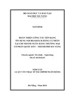 Hoàn thiện công tác xếp hạng tín dụng nội bộ khách hàng cá nhân tại chi nhánh ngân hàng thương mại cổ phần quốc dân – thành phố đà nẵng