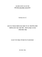 Quản lý hoạt động dạy học trường phổ thông dân tộc nội trú   THCS, tỉnh phú thọ 