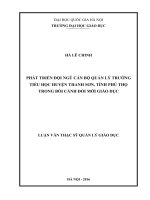 Phát triển đội ngũ cán bộ quản lý trường tiểu học huyện thanh sơn, tỉnh phú thọ trong bối cảnh đổi mới giáo dục 
