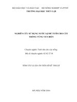 Nghiên cứu sử dụng nước lợ để tưới cho cây trồng vùng ven biển  (TT)