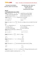 Đề thi giữa học kì 1 môn Toán lớp 12 trường THPT Nguyễn Huệ, Hải Phòng năm học 2016 - 2017