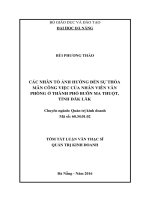 Các nhân tố ảnh hưởng đến sự thỏa mãn công việc của nhân viên văn phòng ở thành phố buôn ma thuột, tỉnh đăk lăk