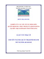 Nghiên cứu các yếu tố tác động đến quyết định mua thực phẩm của khách hàng tại siêu thị Co.opMart tỉnh Vĩnh Long