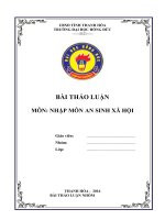 BÀI THẢO LUẬN AN SINH xã hội với NGƯỜI KHUYẾT tật