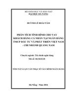 Phân tích tình hình cho vay khách hàng cá nhân tại ngân hàng TMCP đầu tư và phát triển việt nam   chi nhánh quảng nam