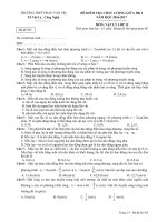 Đề thi giữa học kì 1 môn Vật lý lớp 12 trường THPT Phan Văn Trị, Cần Thơ năm học 2016 - 2017