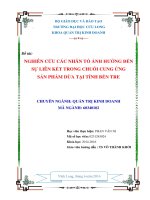 Nghiên cứu các nhân tố ảnh hưởng đến sự liên kết trong chuỗi cung ứng sản phẩm dừa tại tỉnh Bến Tre