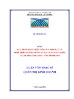 Giải pháp hoàn thiện công tác đào tạo và phát triển nguồn nhân lực tại UBND thành phố Vĩnh Long, tỉnh Vĩnh Long đến năm 2020