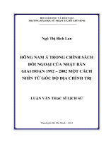 Đông Nam Á trong chính sách đối ngoại của Nhật Bản giai đoạn 1992 – 2002 một cách nhìn từ góc độ địa chính trị