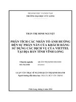 Phân tích các nhân tố ảnh hưởng đến sự phàn nàn của khách hàng sử dụng các dịch vụ của Viettel tại địa bàn tỉnh Vĩnh Long