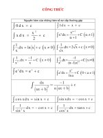 CÔNG THỨC TÍCH PHÂN, TÍCH PHÂN TỪNG PHẦN