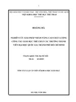Nghiên cứu giải pháp nhằm nâng cao chất lượng công tác giáo dục thể chất các trường thành viên đại học quốc gia thành phố hồ chí minh 