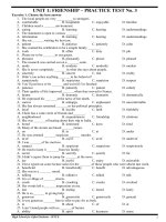 UNIT 1: FRIENSHIP – PRACTICE TEST No. 3