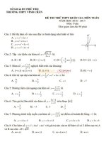 Đề thi thử THPT Quốc gia năm 2017 môn Toán trắc nghiệm trường THPT Vĩnh Chân, Phú Thọ