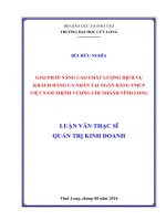 Giải pháp nâng cao chất lượng dịch vụ khách hàng cá nhân tại ngân hàng TMCP Việt Nam thịnh vượng chi nhánh Vĩnh Long