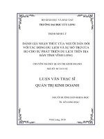 Đánh giá nhận thức của người dân đối với tác động du lịch và sự hỗ trợ của họ cho sự phát triển du lịch trên địa bàn tỉnh Vĩnh Long