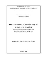 Truyền thông với nhóm phụ nữ bị bạo lực gia đình (Nghiên cứu trường hợp Thị trấn Vân Đình- Huyện Ứng Hòa-TP.Hà Nội.