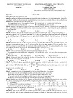 Đề thi giáo viên giỏi môn Sinh học cấp THPT trường THPT Thuận Thành 1, Bắc Ninh năm học 2014 -  2015