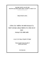 Công tác thông tin đối ngoại của việt nam qua hoạt động của nhà xuất bản ngoại văn – thế giới 