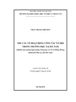Nhu cầu về hoạt động công tác xã hội trong trường trung học tại hà nam (nghiên cứu trường hợp trường THCS lê hồng phong, thành phố phủ lý, tỉnh hà nam) 