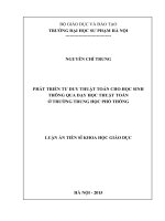 Phát triển tư duy thuật toán cho HS thông qua dạy học thuật toán ở trường Trung học phổ thông