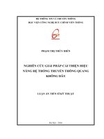 NGHIÊN CỨU GIẢI PHÁP CẢI THIỆN HIỆU NĂNG HỆ THỐNG TRUYỀN THÔNG QUANG KHÔNG DÂY