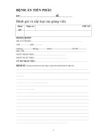 Mẫu bệnh án tiền phẫu,hậu phẫu